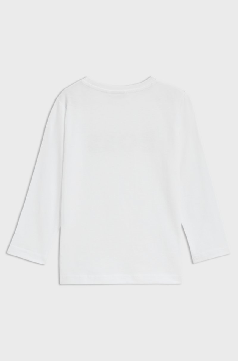 Hugo Boss Camiseta De Manga Larga Para Niños En Algodón Con Logo En Contraste