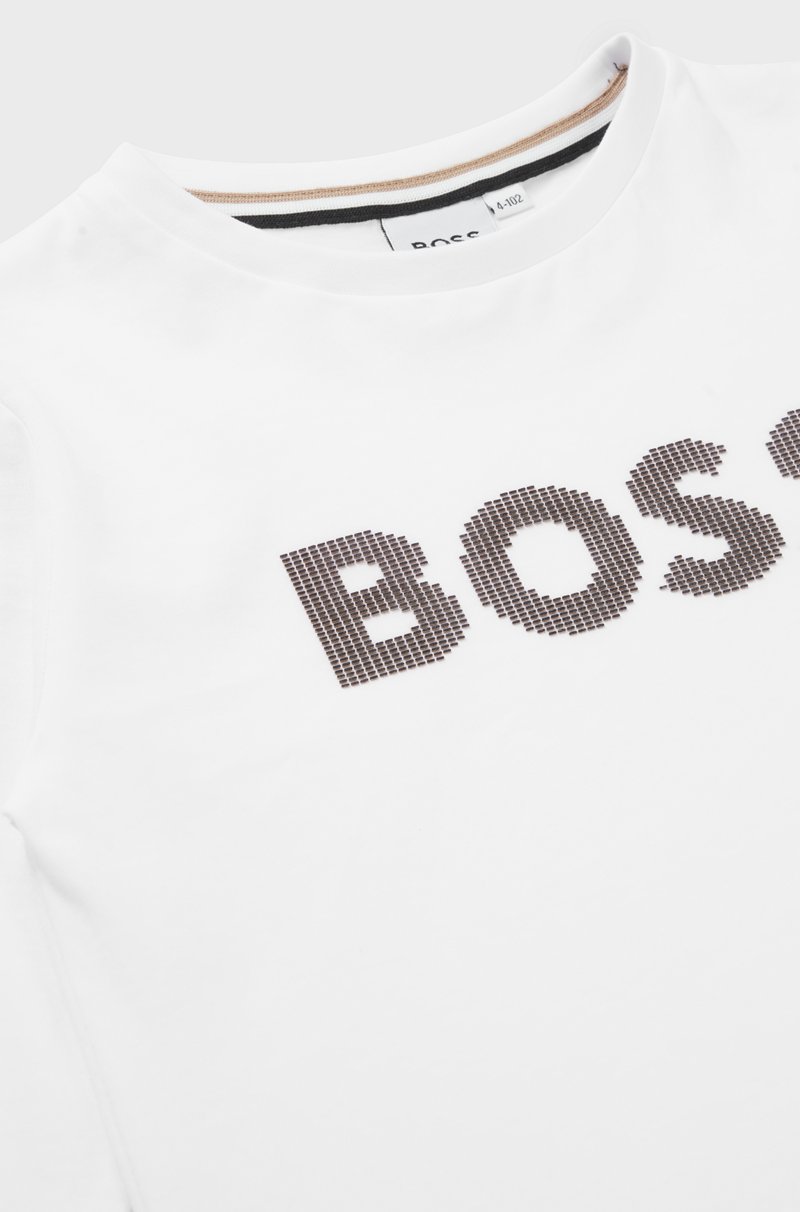 Hugo Boss Camiseta De Manga Larga Para Niños En Algodón Con Logo De Puntos De Silicona
