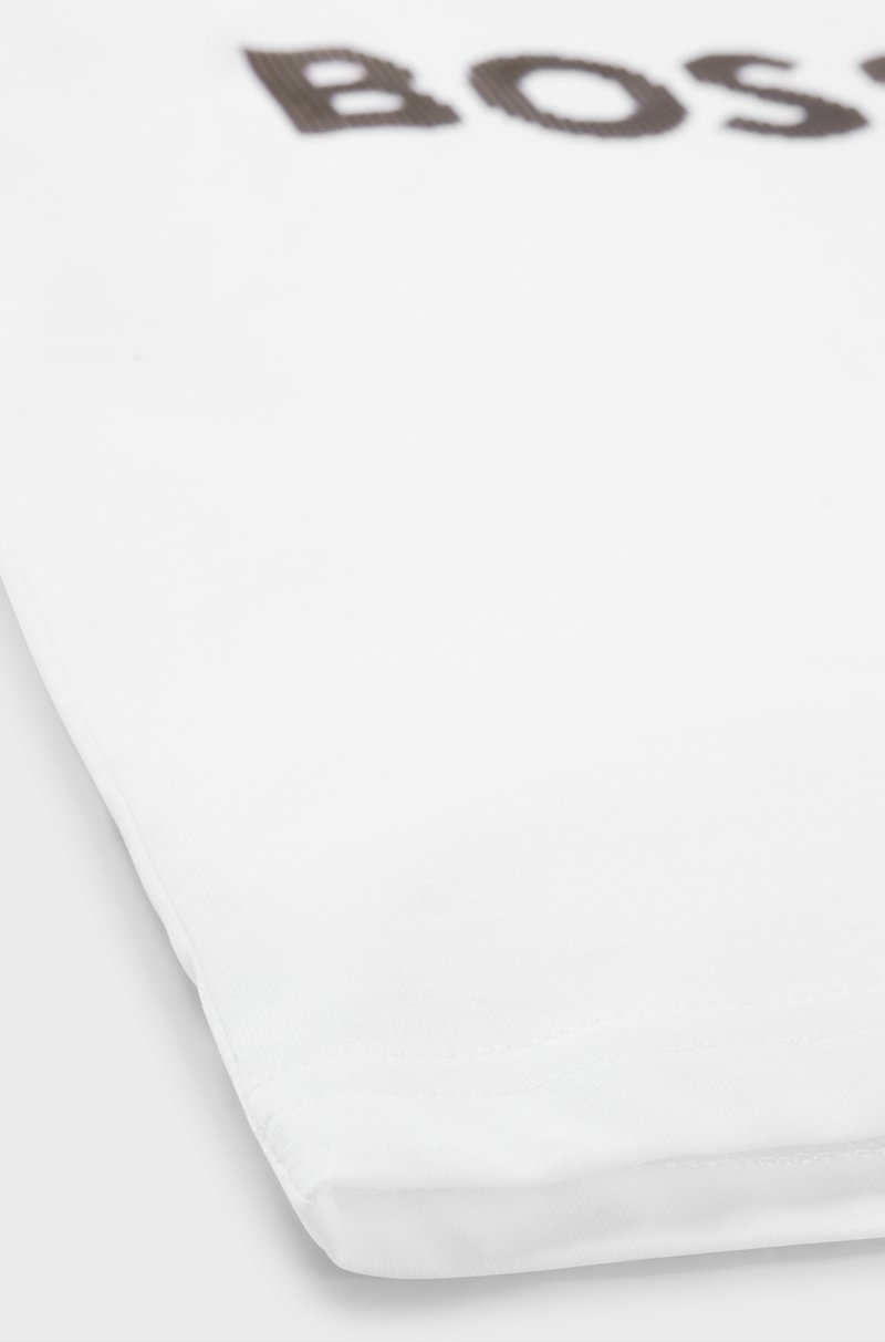 Hugo Boss Camiseta De Manga Larga Para Niños En Algodón Con Logo De Puntos De Silicona