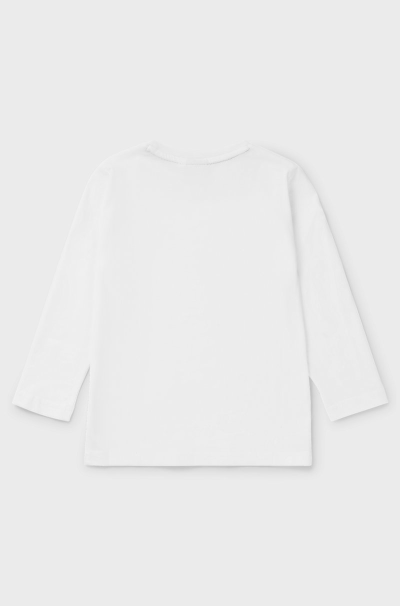 Hugo Boss Camiseta De Manga Larga Para Niños En Algodón Con Logo De Puntos De Silicona