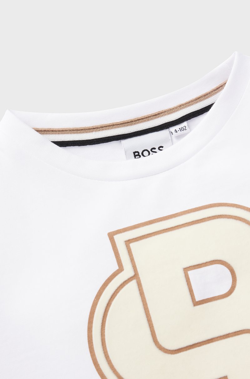 Hugo Boss Camiseta De Manga Larga Para Niños En Algodón Con Monograma Double B