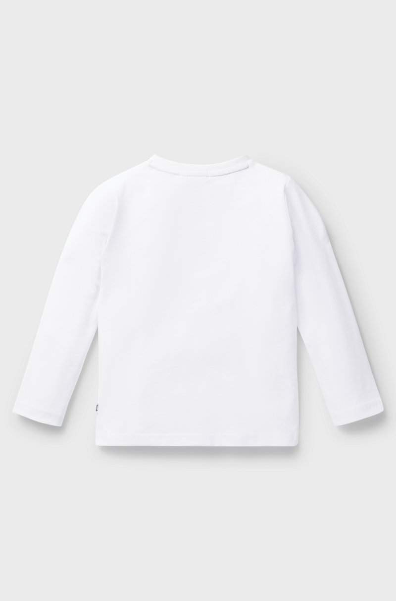 Hugo Boss Camiseta De Manga Larga Para Niños En Algodón Con Monograma Double B