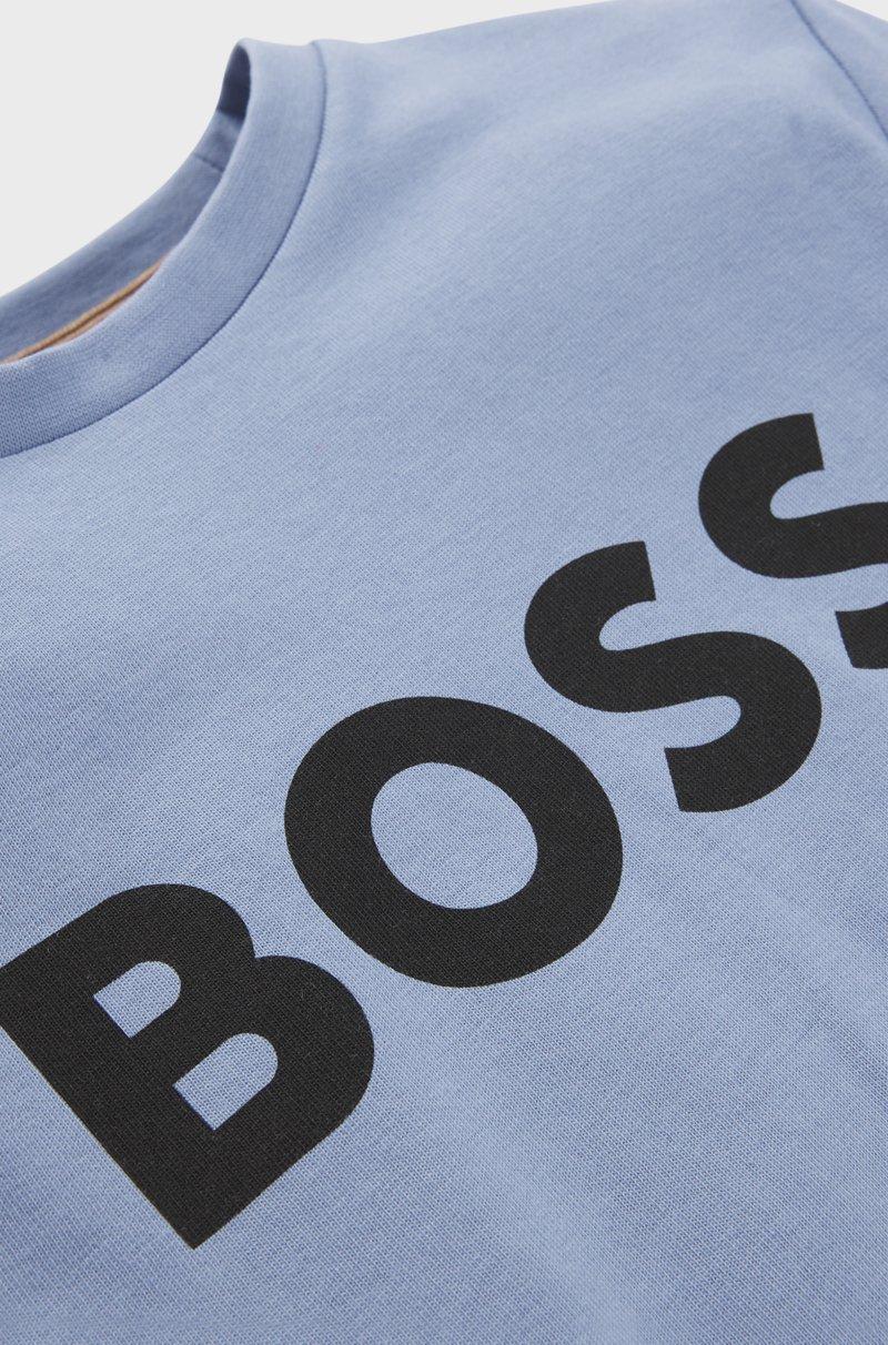 Hugo Boss Camiseta De Manga Larga Para Niños En Algodón Con Logo Estampado