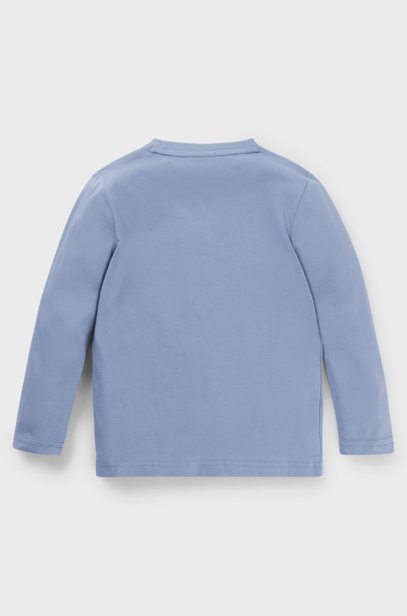 Hugo Boss Camiseta De Manga Larga Para Niños En Algodón Con Logo Estampado