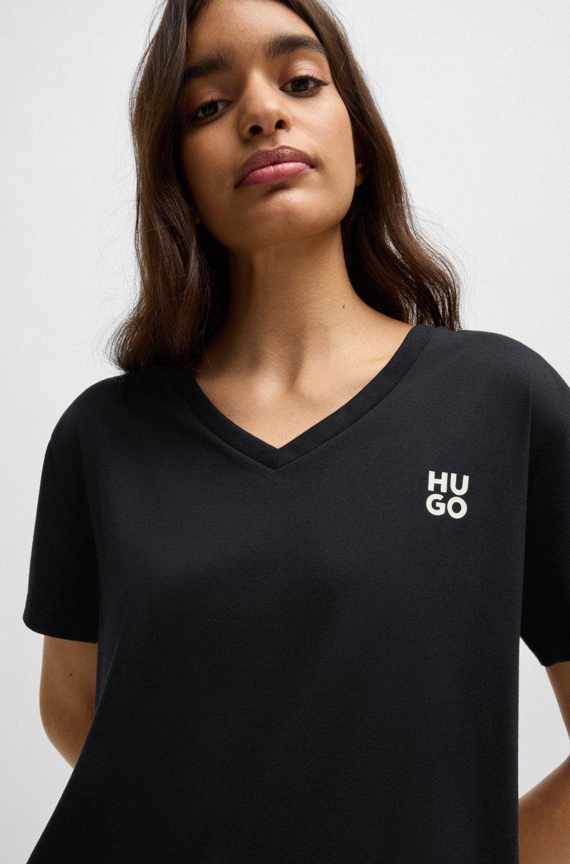 Hugo Boss Camiseta De Pijama Con Cuello En Pico Y Logo Apilado