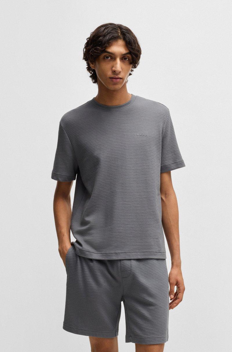 Hugo Boss Camiseta de pijama con estructura de rejilla y logo bordado