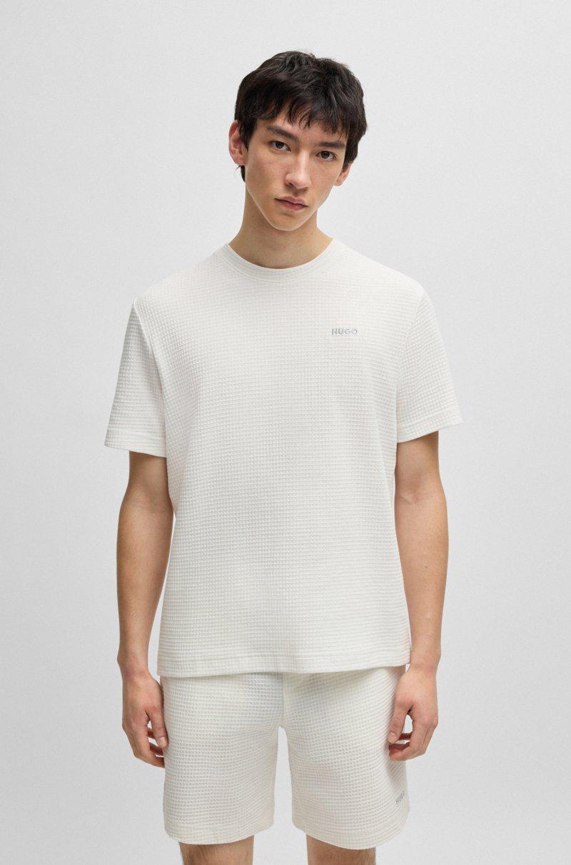Hugo Boss Camiseta de pijama con estructura de rejilla y logo bordado