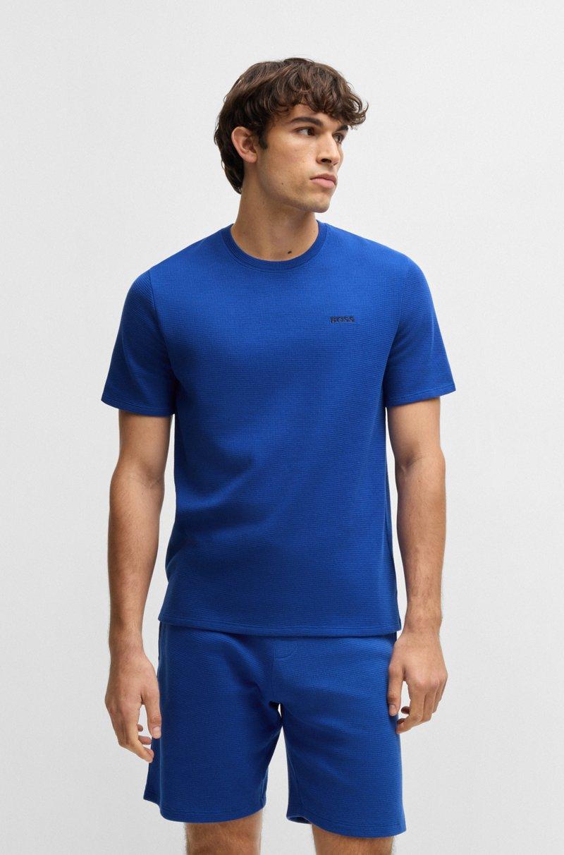 Hugo Boss Camiseta de pijama con estructura de rejilla y logo bordado