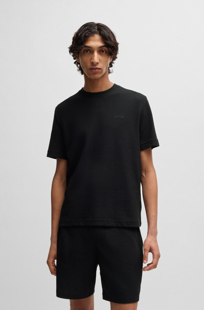 Hugo Boss Camiseta de pijama con estructura de rejilla y logo bordado
