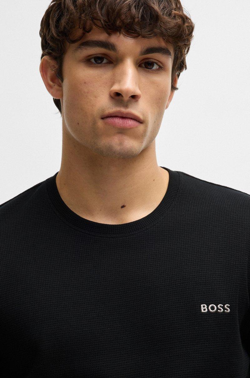 Hugo Boss Camiseta De Pijama En Algodón Con Logo Bordado