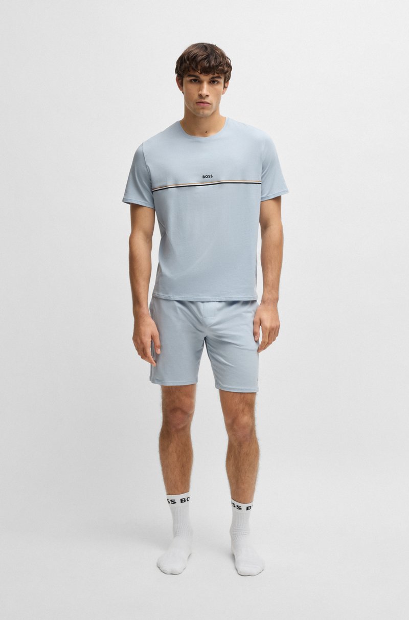 Hugo Boss Camiseta De Pijama En Algodón Elástico Con Logo Estampado
