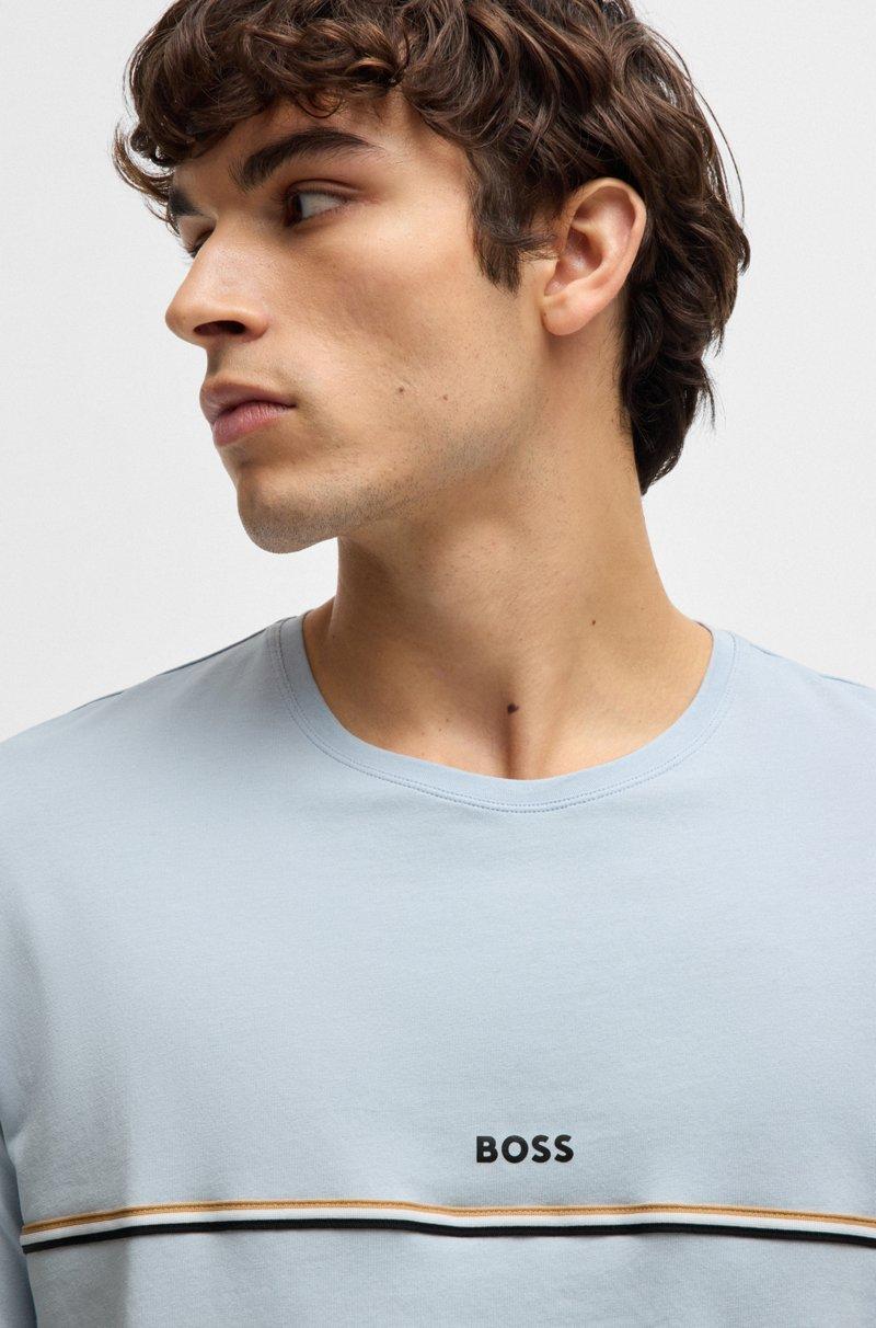 Hugo Boss Camiseta De Pijama En Algodón Elástico Con Logo Estampado