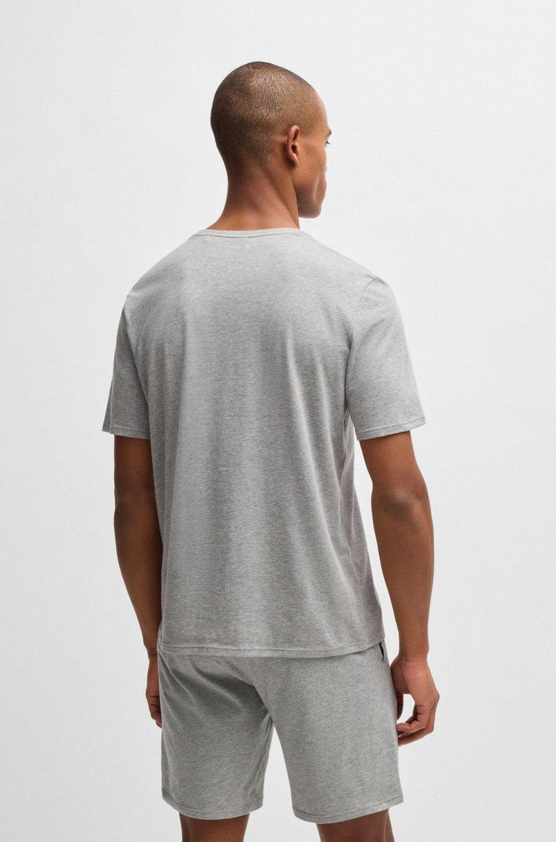 Hugo Boss Camiseta De Pijama En Algodón Elástico Con Logo Estampado