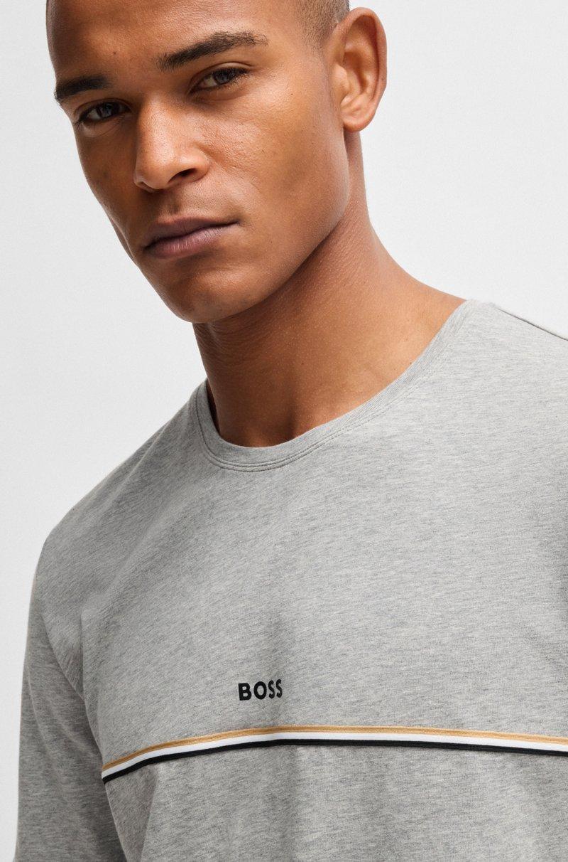 Hugo Boss Camiseta De Pijama En Algodón Elástico Con Logo Estampado