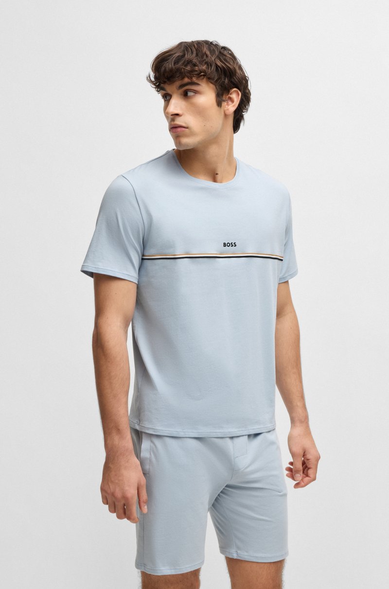 Hugo Boss Camiseta de pijama en algodón elástico con logo estampado