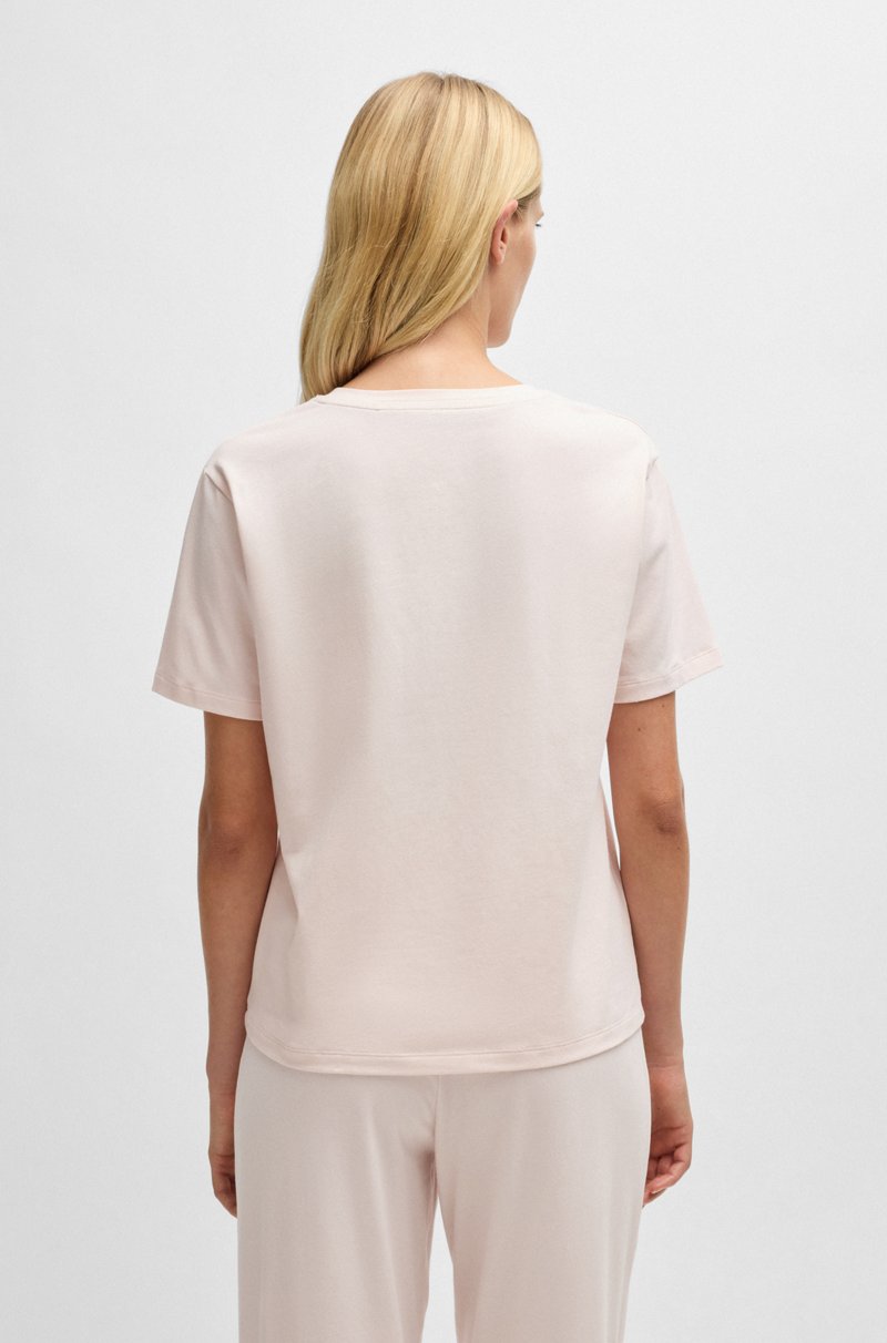 Hugo Boss Camiseta De Pijama En Punto De Algodón Elástico Con Logo Estampado