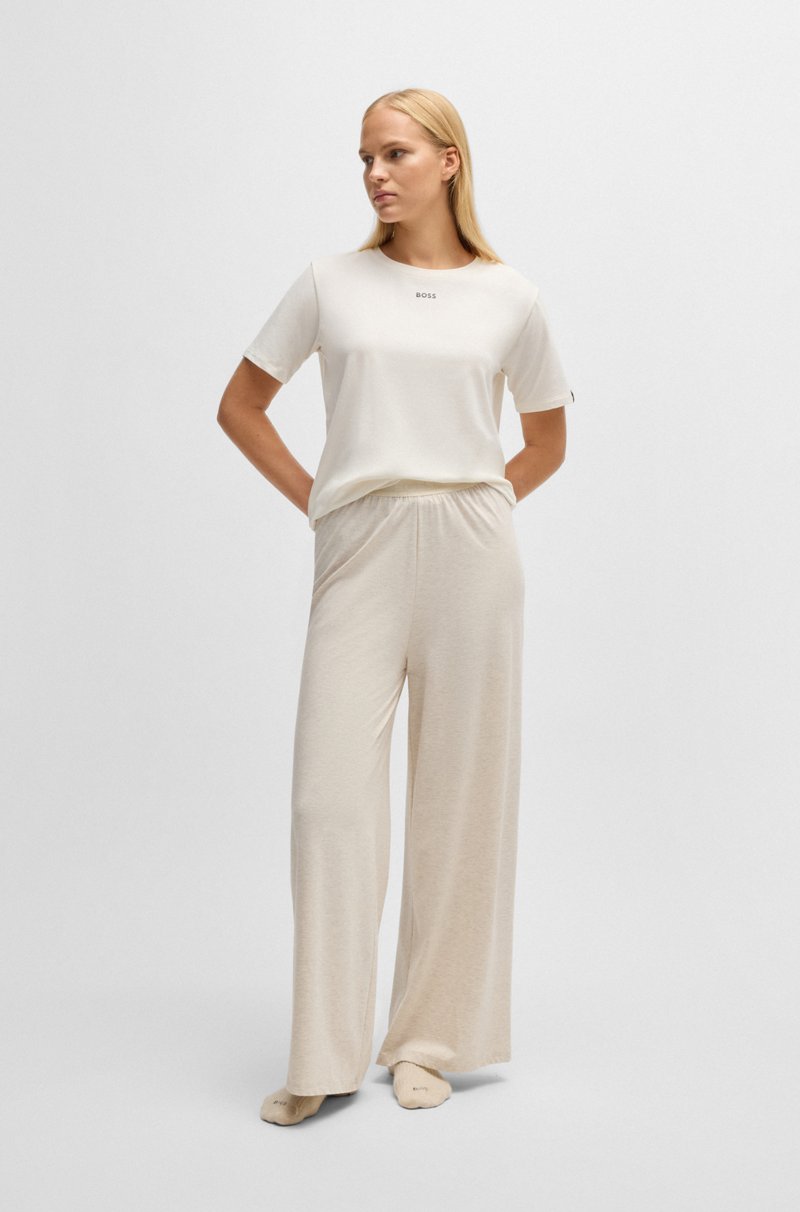 Hugo Boss Camiseta De Pijama En Punto De Algodón Elástico Con Logo Estampado