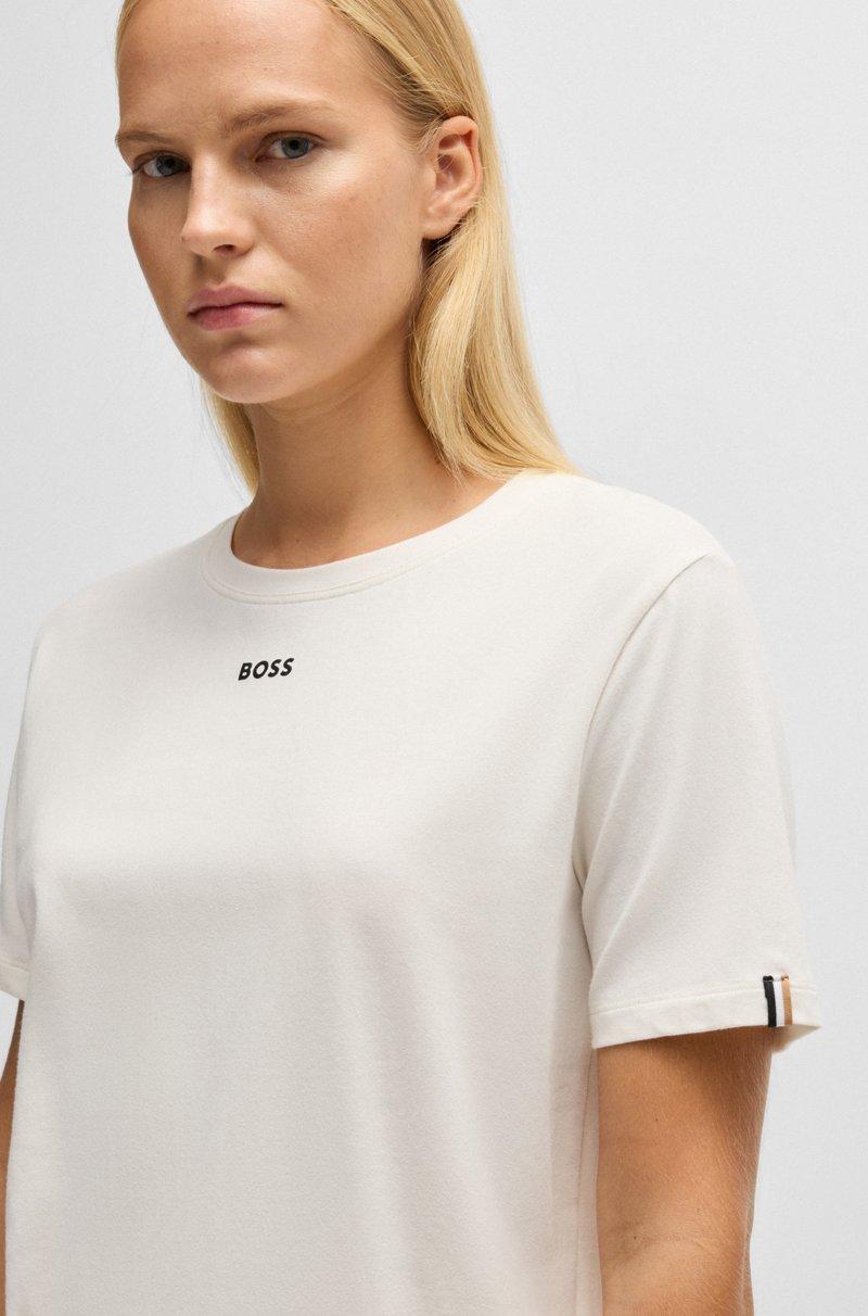 Hugo Boss Camiseta De Pijama En Punto De Algodón Elástico Con Logo Estampado