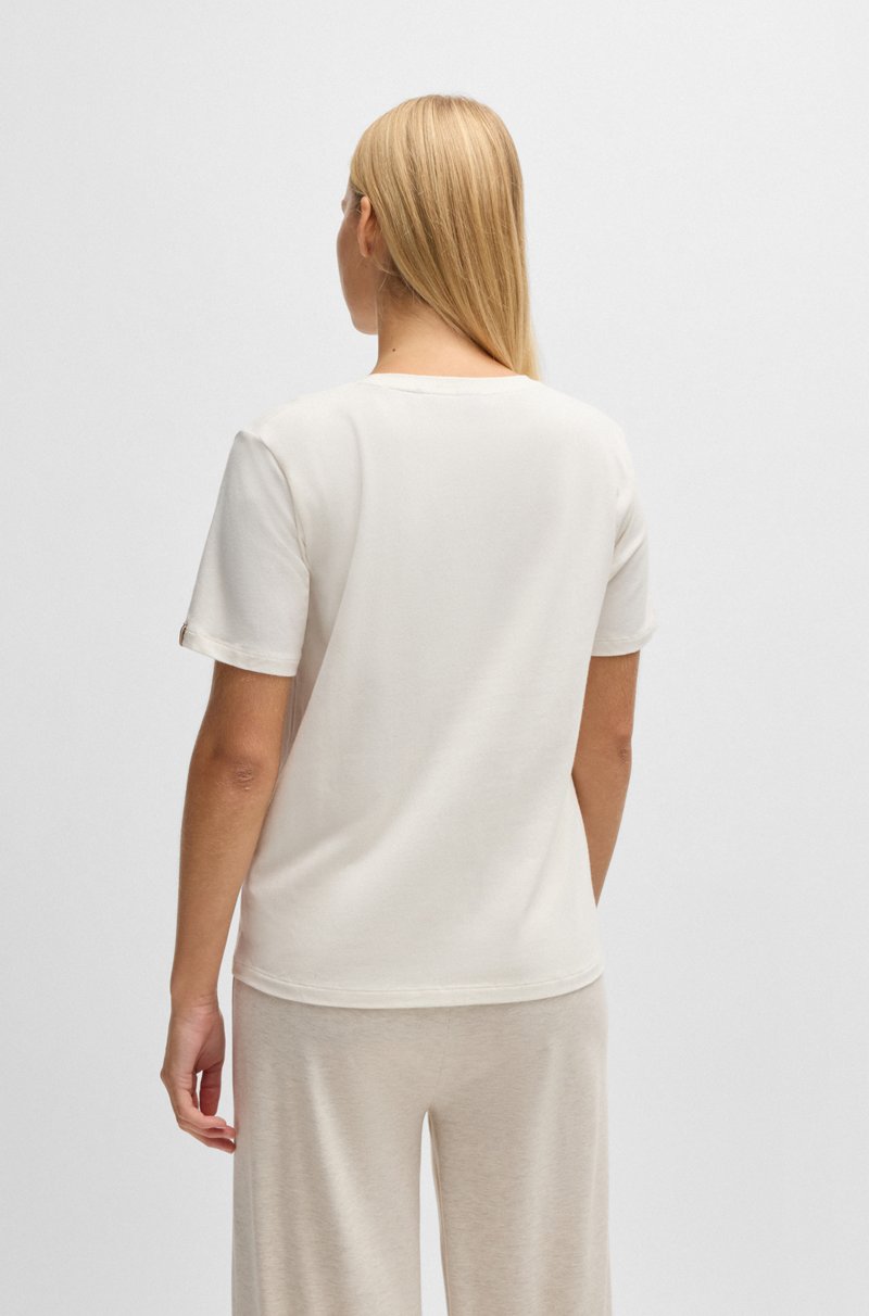 Hugo Boss Camiseta De Pijama En Punto De Algodón Elástico Con Logo Estampado