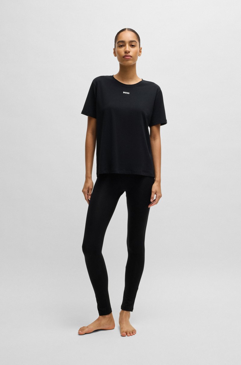 Hugo Boss Camiseta De Pijama En Punto De Algodón Elástico Con Logo Estampado