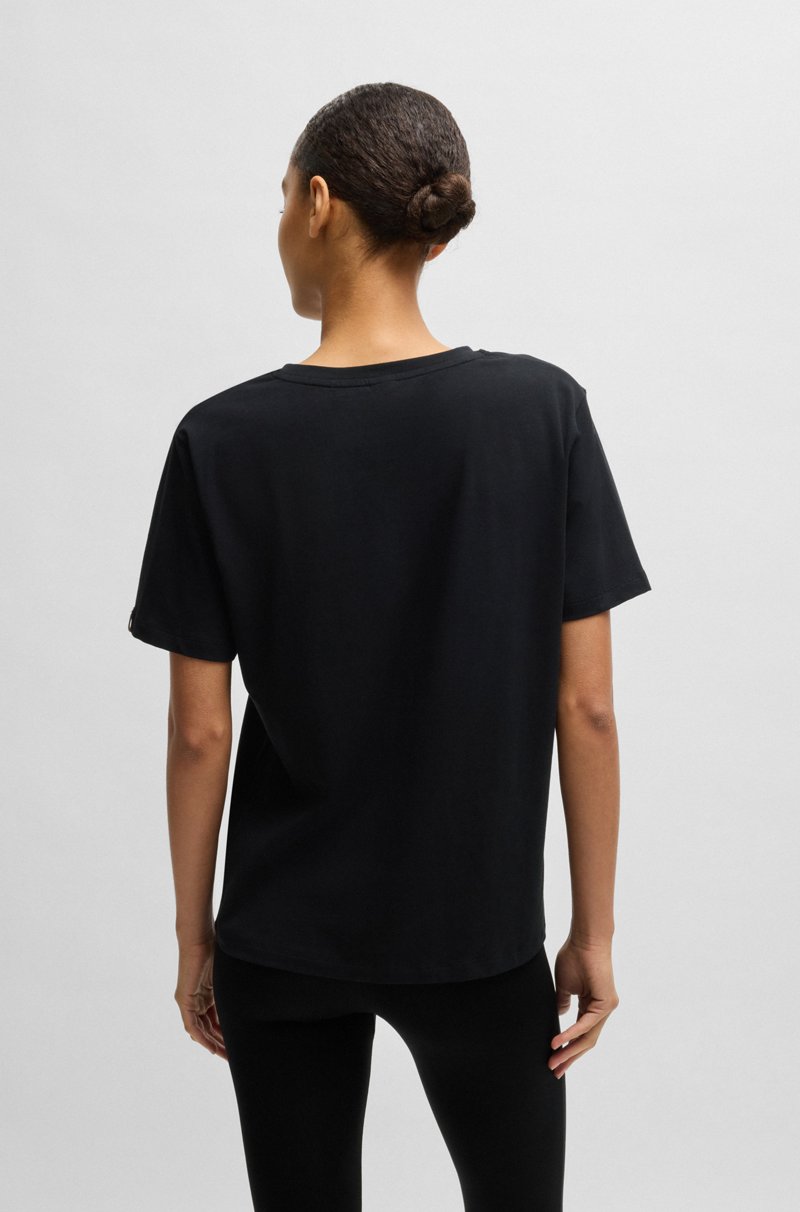 Hugo Boss Camiseta De Pijama En Punto De Algodón Elástico Con Logo Estampado