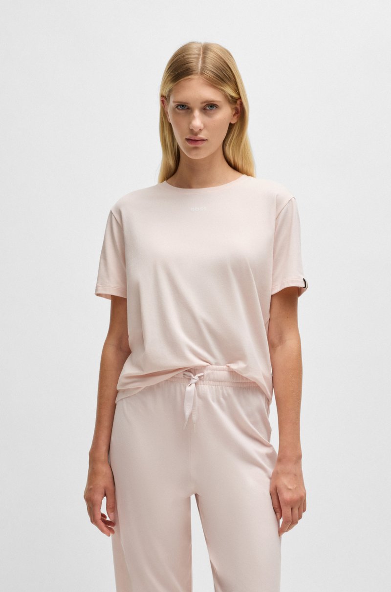 Hugo Boss Camiseta de pijama en punto de algodón elástico con logo estampado