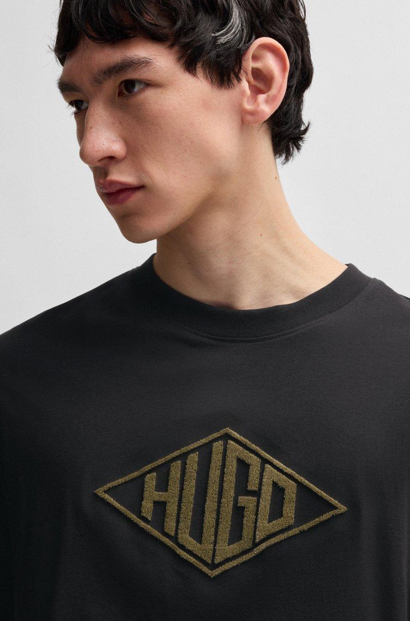 Hugo Boss Camiseta De Punto De Algodón Con Bordado De Logo Geométrico