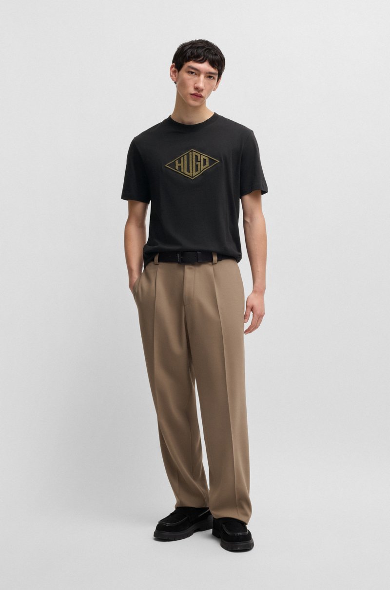 Hugo Boss Camiseta De Punto De Algodón Con Bordado De Logo Geométrico