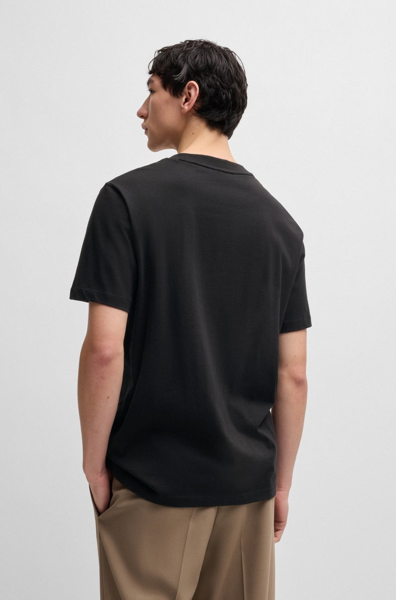 Hugo Boss Camiseta De Punto De Algodón Con Bordado De Logo Geométrico