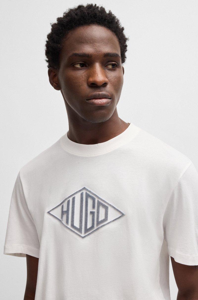 Hugo Boss Camiseta De Punto De Algodón Con Bordado De Logo Geométrico