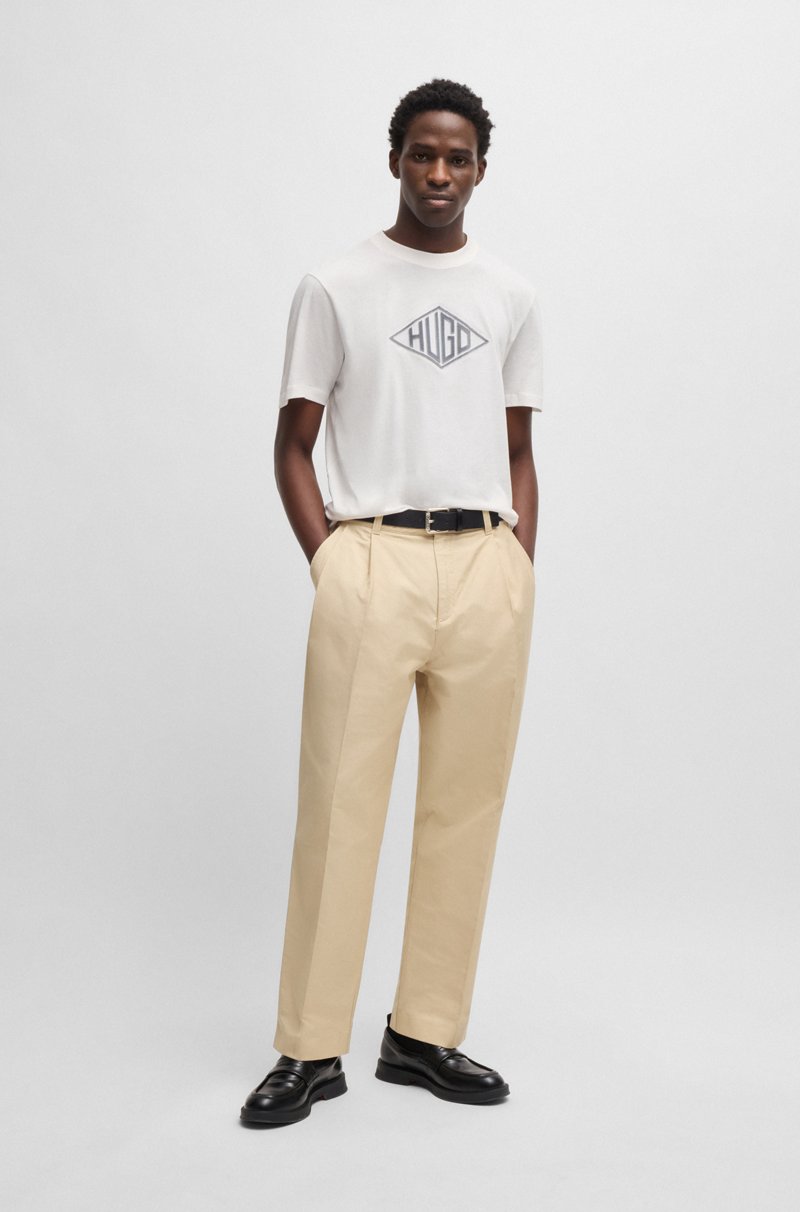 Hugo Boss Camiseta De Punto De Algodón Con Bordado De Logo Geométrico