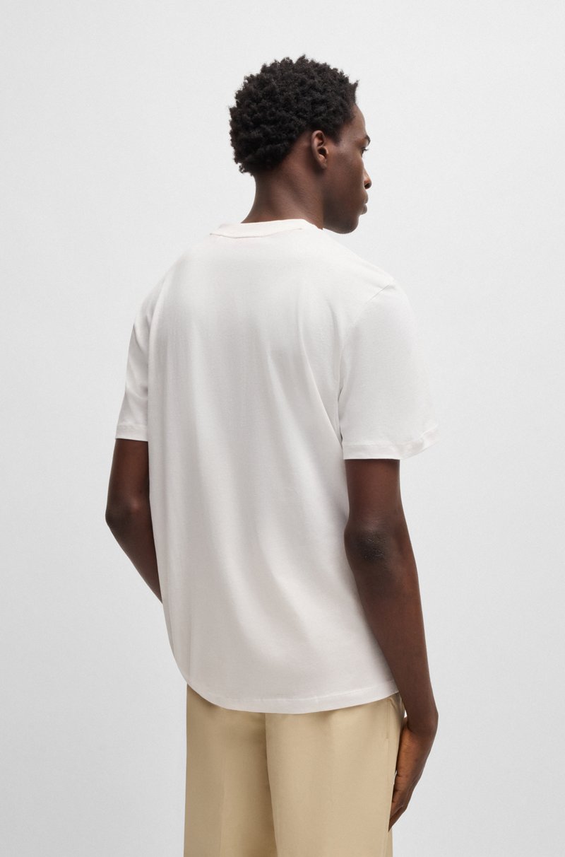 Hugo Boss Camiseta De Punto De Algodón Con Bordado De Logo Geométrico