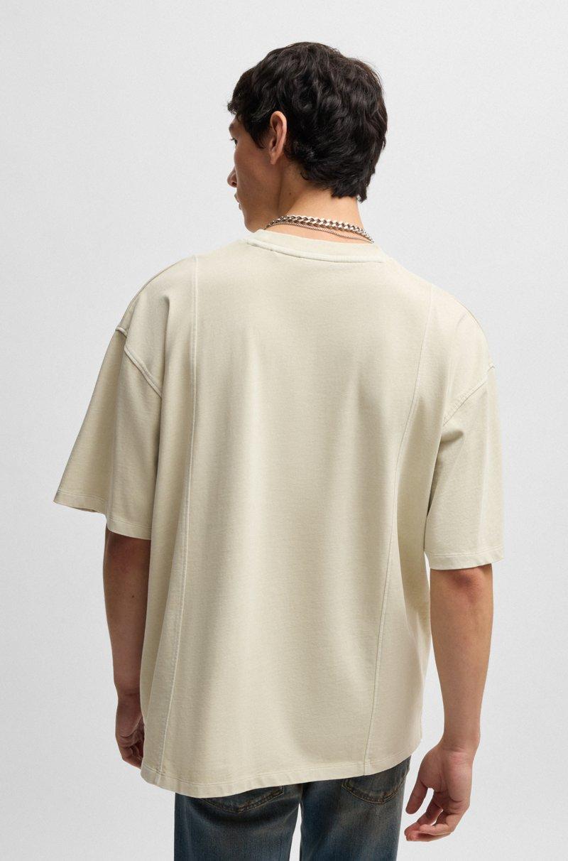 Hugo Boss Camiseta De Punto De Algodón Con Costuras Verticales