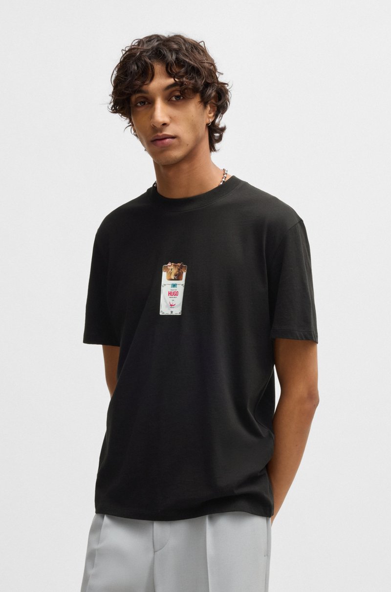 Hugo Boss Camiseta de punto de algodón con estampado de cajetilla