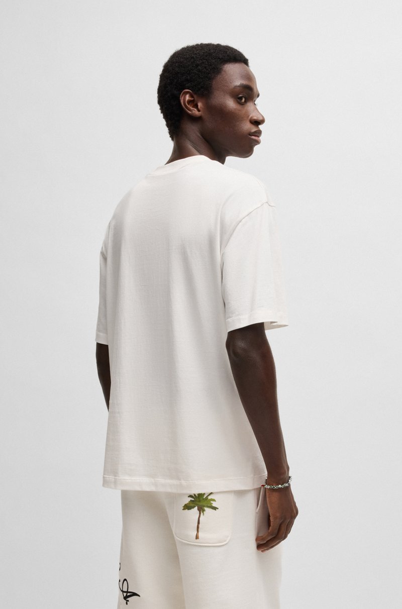 Hugo Boss Camiseta De Punto De Algodón Con Estampado De Palmera