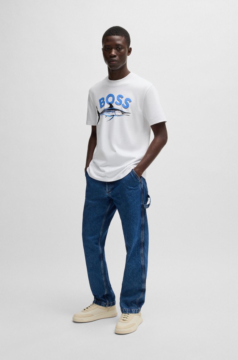 Hugo Boss Camiseta De Punto De Algodón Con Estampado Fotográfico