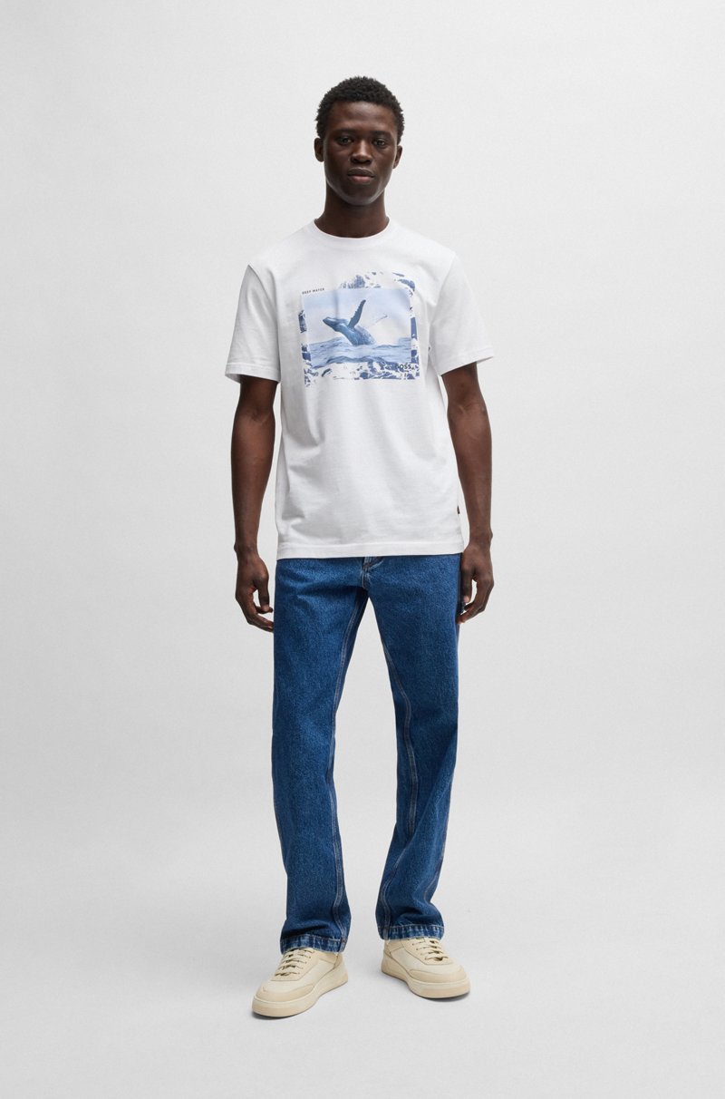 Hugo Boss Camiseta De Punto De Algodón Con Estampado Fotográfico