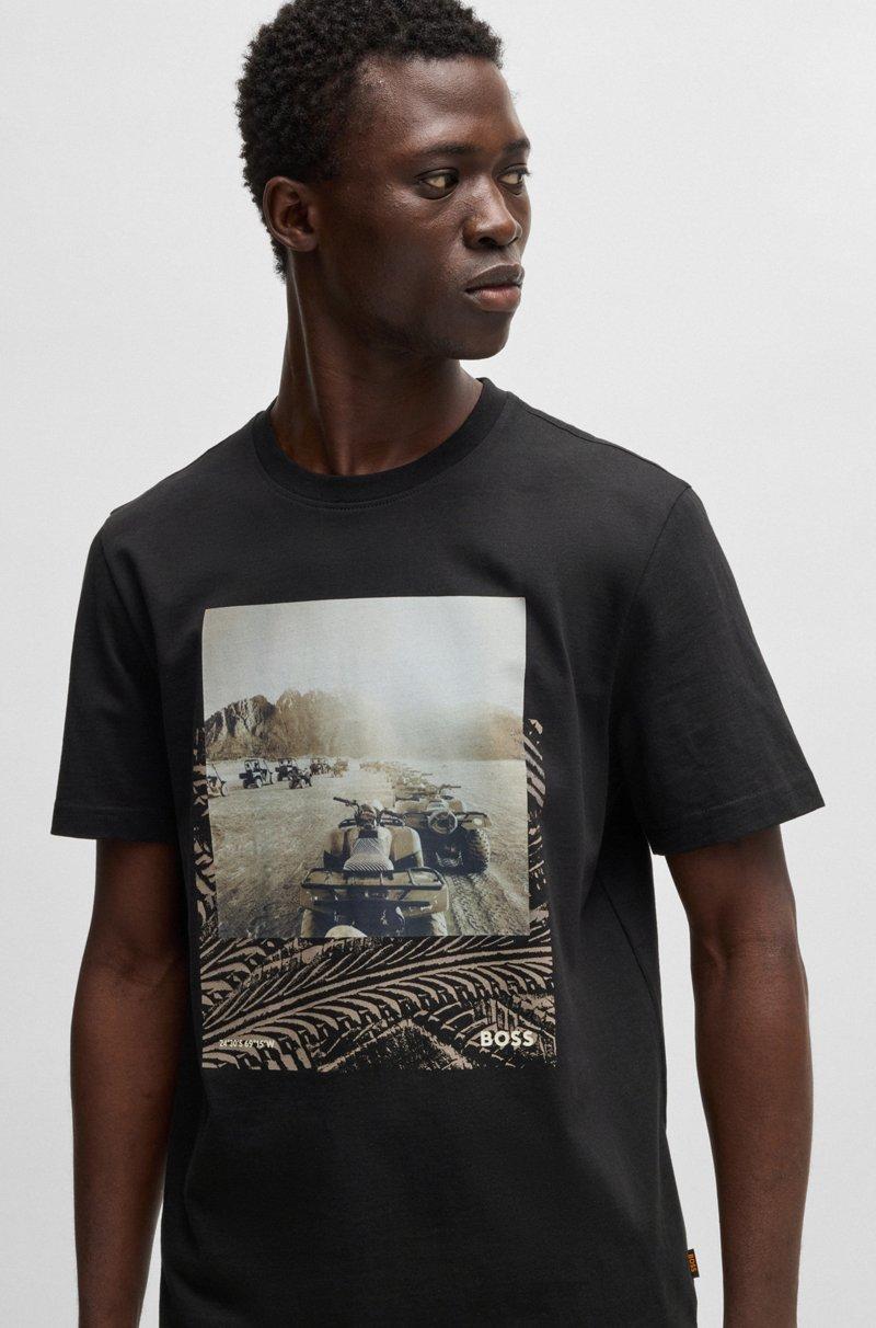 Hugo Boss Camiseta De Punto De Algodón Con Estampado Fotográfico