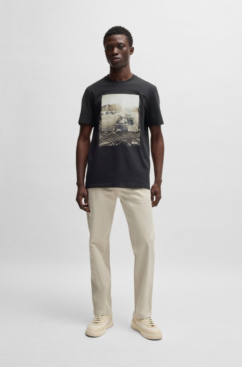 Hugo Boss Camiseta De Punto De Algodón Con Estampado Fotográfico