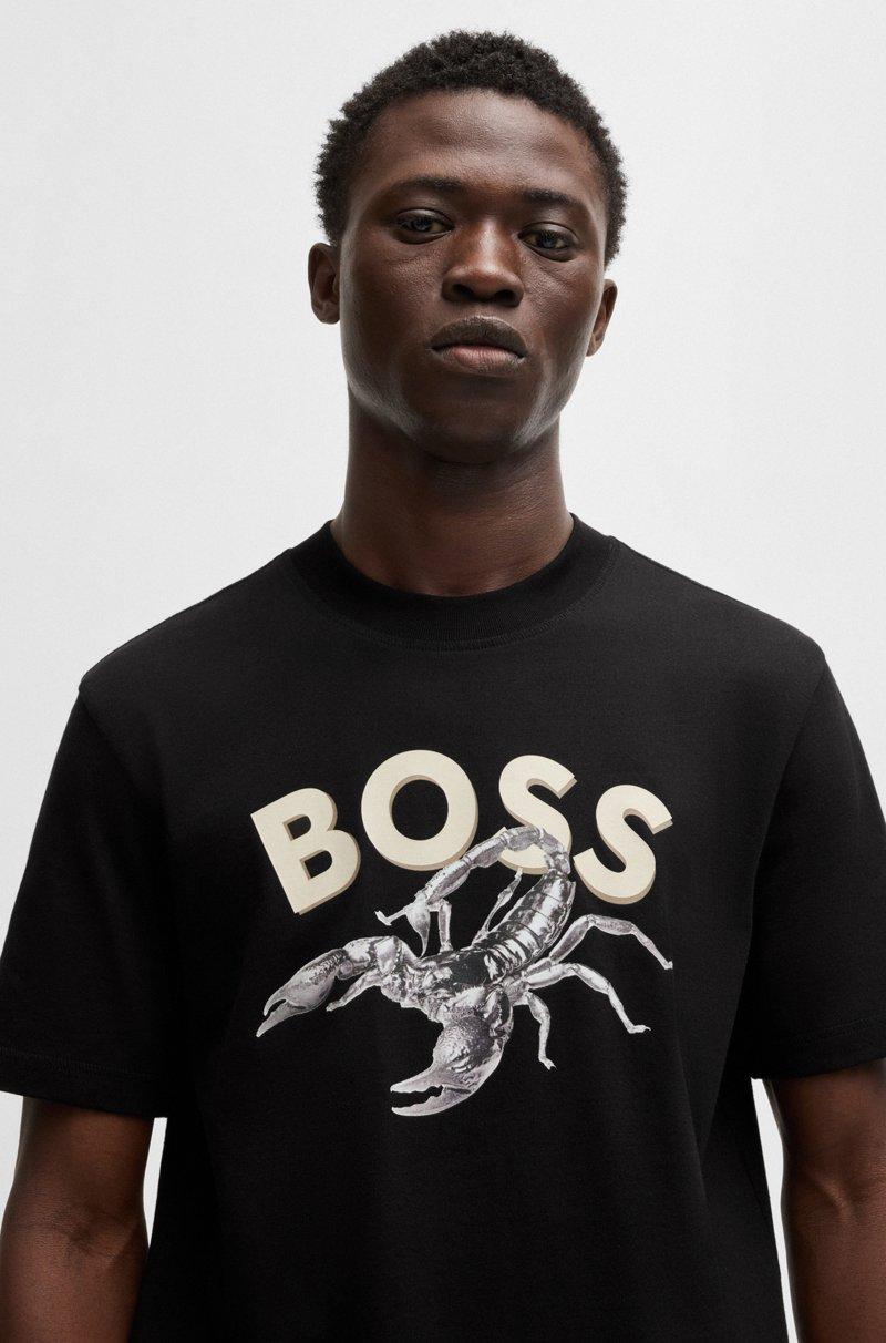 Hugo Boss Camiseta De Punto De Algodón Con Estampado Fotográfico
