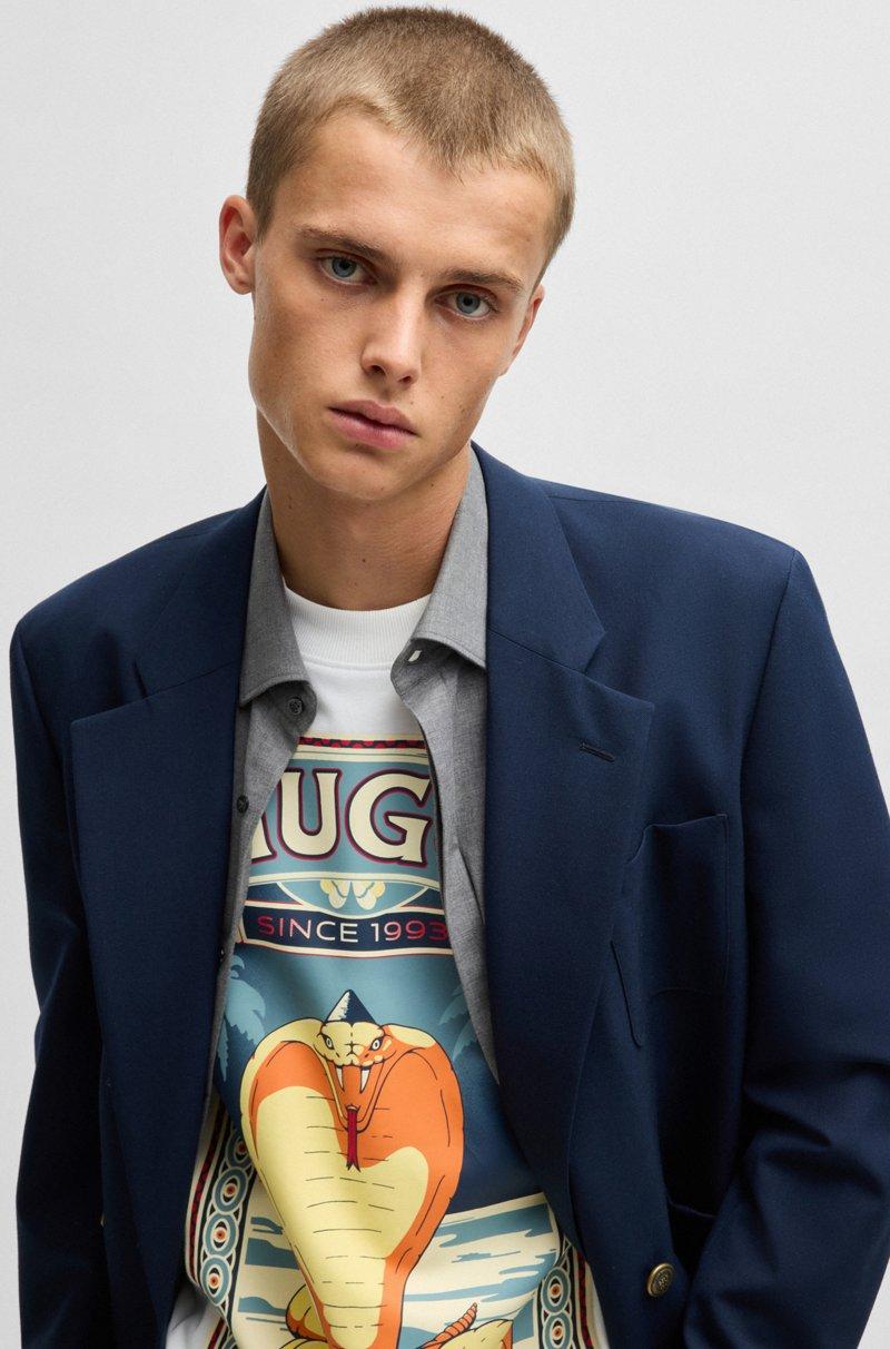 Hugo Boss Camiseta De Punto De Algodón Con Estampado Gráfico