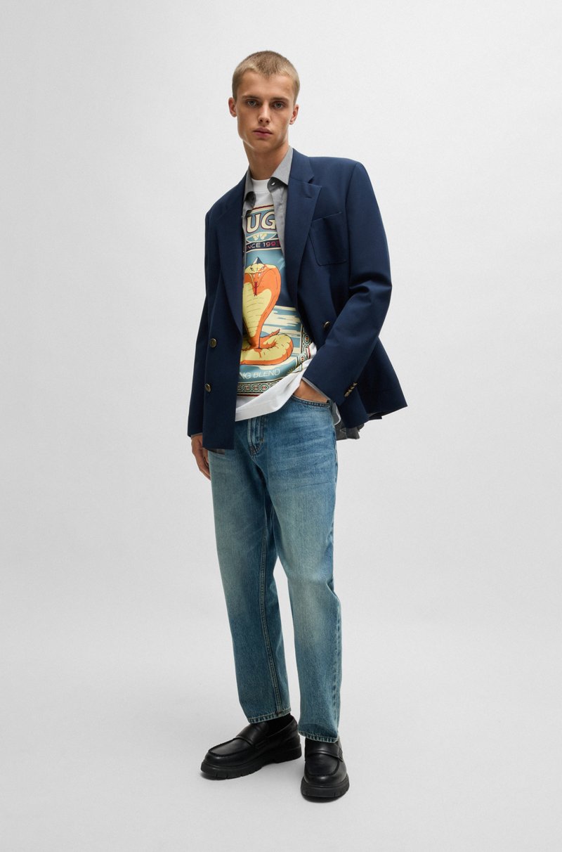 Hugo Boss Camiseta De Punto De Algodón Con Estampado Gráfico