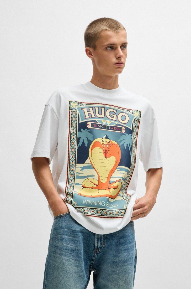 Hugo Boss Camiseta De Punto De Algodón Con Estampado Gráfico