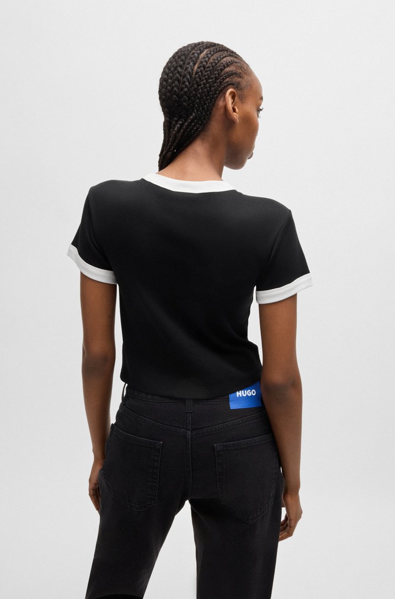 Hugo Boss Camiseta De Punto De Algodón Con Estampado Gráfico De Temporada