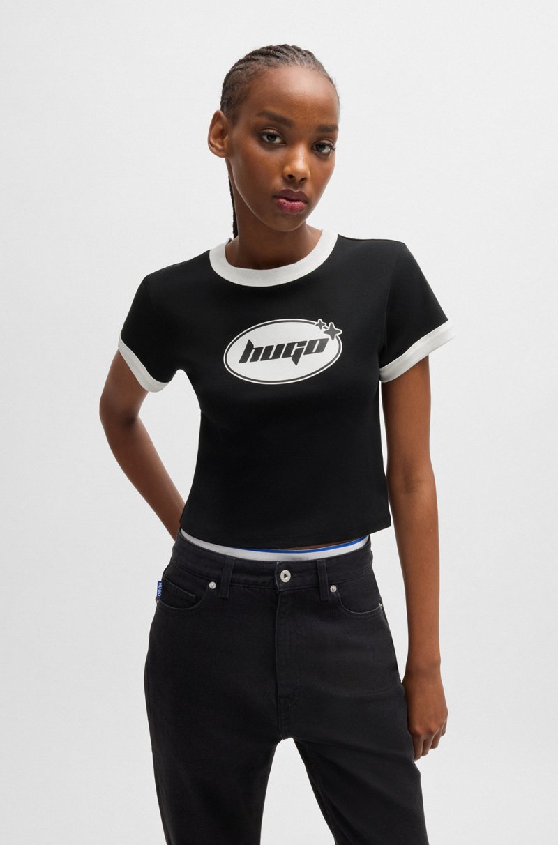 Hugo Boss Camiseta de punto de algodón con estampado gráfico de temporada