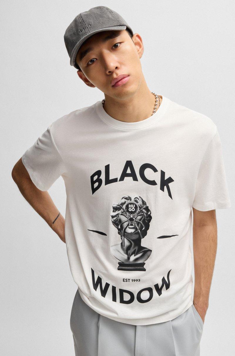 Hugo Boss Camiseta De Punto De Algodón Con Estampado Gráfico De Araña
