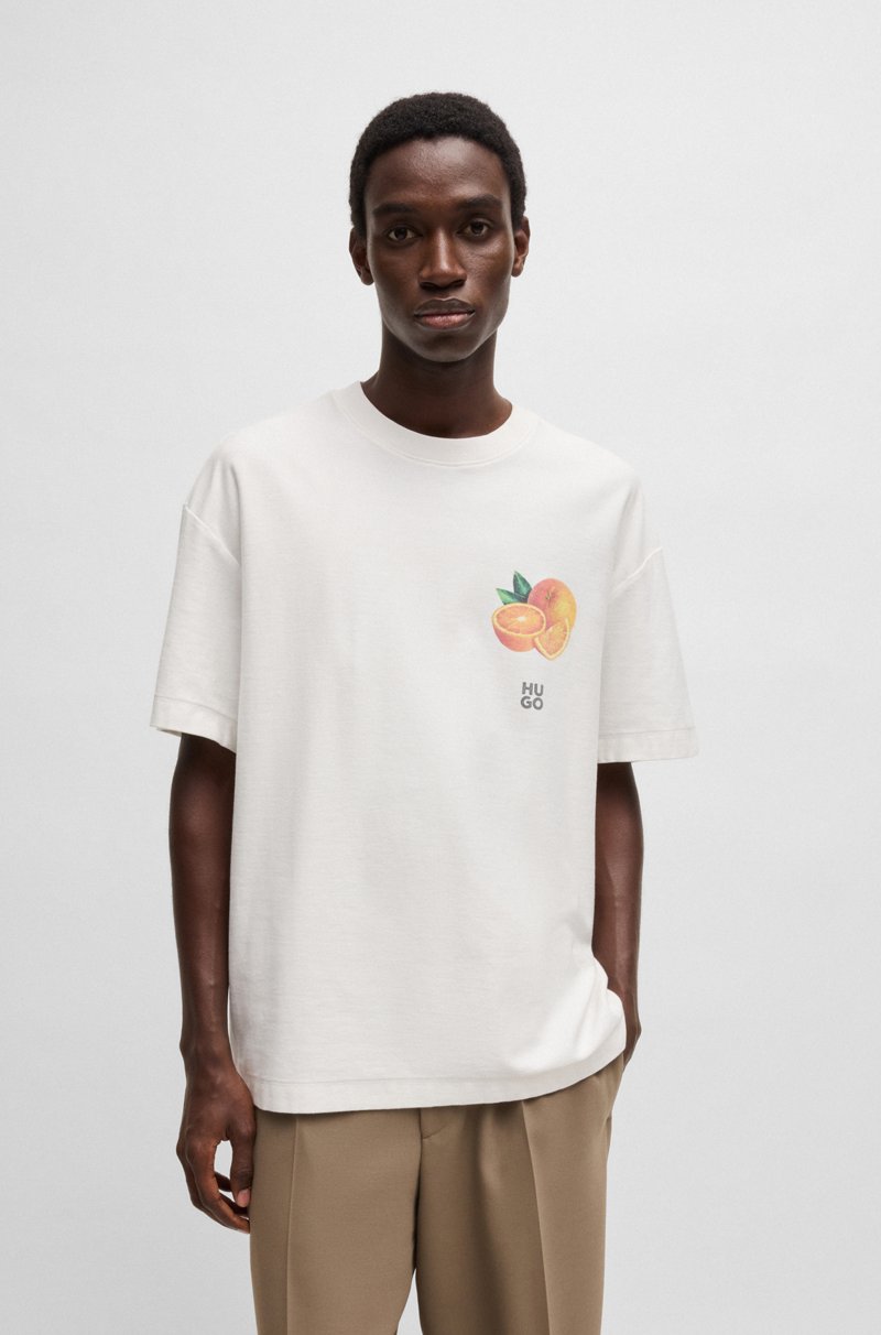 Hugo Boss Camiseta de punto de algodón con estampados de naranjas