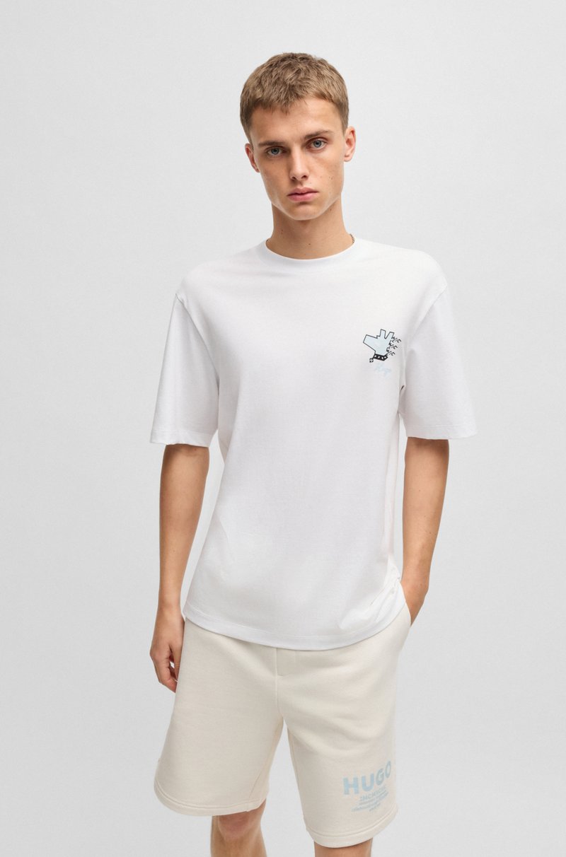 Hugo Boss Camiseta De Punto De Algodón Con Estampados Gráficos