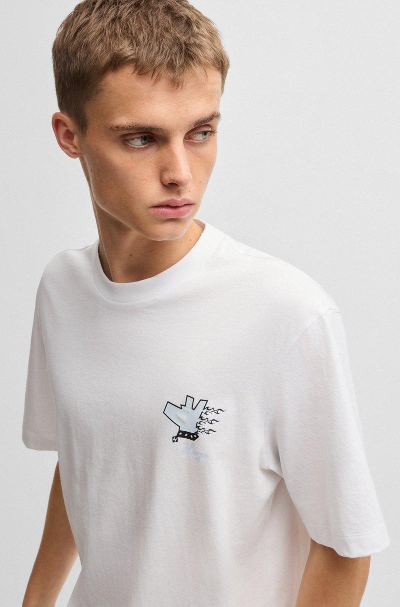 Hugo Boss Camiseta De Punto De Algodón Con Estampados Gráficos