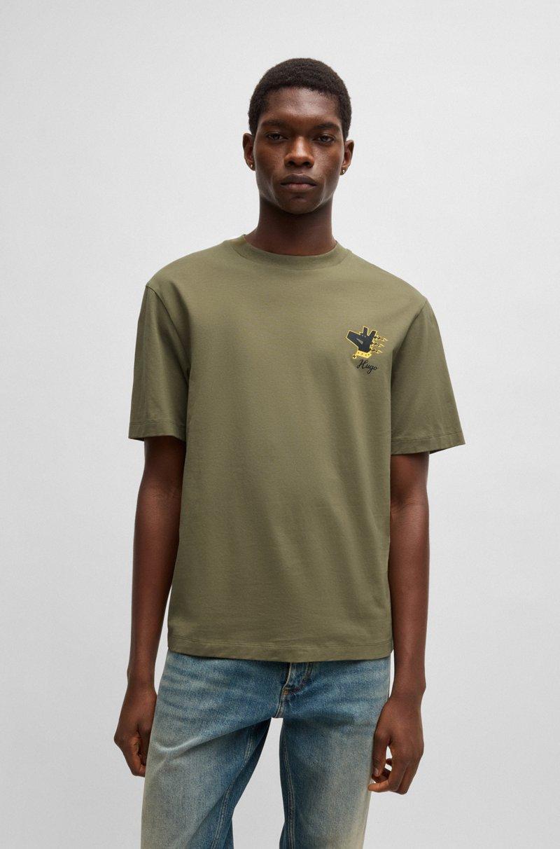 Hugo Boss Camiseta De Punto De Algodón Con Estampados Gráficos